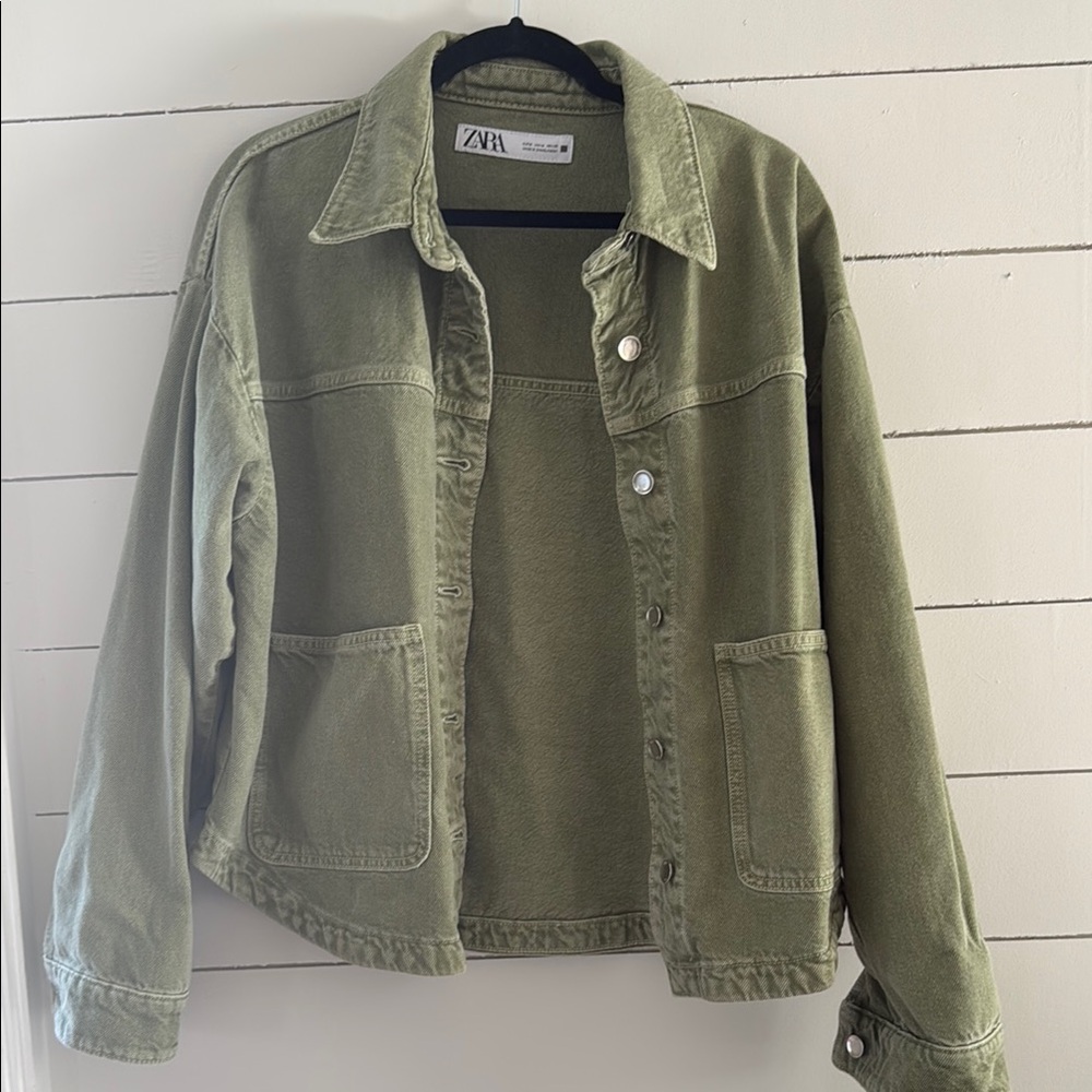 Zara Khaki/Green Jacket Denim material